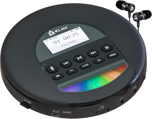 Nomad CD Player Bluetooth Tragbarer Discman mit Radio FM und Kopfhörer | Anti-Schock-Schutz und AUX-Kabel für kristallklaren Klang im Auto, Silber
