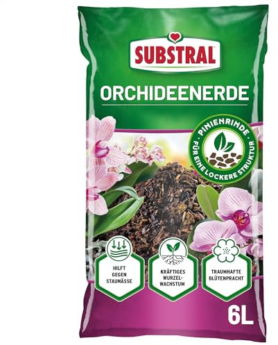 Substral Orchideenerde, 5 l, Kultursubstrat aus Pinienrinde, Dünger, besonders salzarm und strukturstabil