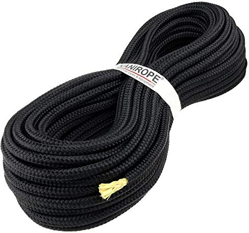 Kanirope® Polyesterseil mit Aramidkern Kevlarseil Seil PARABRAID 6mm 10m Schwarz geflochten