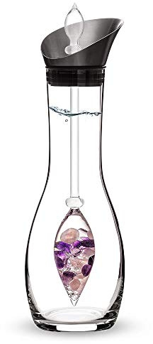 VitaJuwel Era WELLNESS | Edelsteinwasserset mit Amethyst, Rosenquarz & Bergkristall für Entspannung und Ausgleich (Karaffe & Edelsteinphiole)