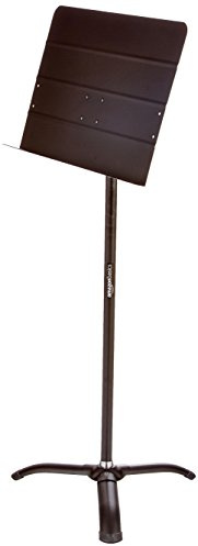 Amazon Basics - Faltbarer Orchester-Notenständer, Höhenverstellbar von 108 bis 162 cm, Kippbar, Steh- und Sitzverwendung, Stabil, Dreibein-Stativ, Schwarz
