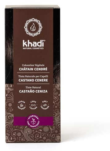 khadi ASCHBRAUN Pflanzenhaarfarbe - Naturkosmetik - Haarfarbe für aschig & mittleres Braun - Naturhaarfarbe 100% pflanzlich, natürlich & vegan - 100g