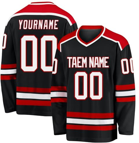 Generisch Benutzerdefinierte Name Team Name Nummer Hockey Trikots, personalisierte Team V-Ausschnitt Eishockey Trikots für Männer Frauen Jugend Kinder
