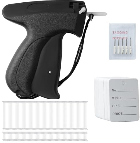 JASFLY Etikettierpistole Gun, Etikettiergerät Kleidung, Etikettierpistole mit Etiketten mit 5 Ersatznadeln + 5000 Heftfäden +500 Preisschilder für Kleidung Etiketten Preis Marke Tags Schild Label Hut