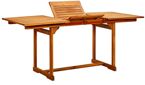 Refined Akazienholz Gartentisch Ausziehbar Tisch Esstisch Gartenmöbel Holztisch Garten-Esstisch (120-170) x80x75 cm Massivholz Akazie