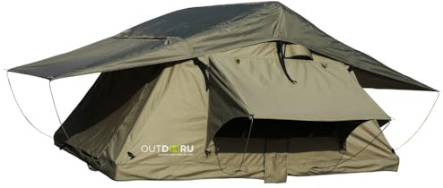 Dachzelt Expedition - 4 Personen 160cm inkl. Leiter, PVC-Cover, Schuhtasche, Werkzeug - schneller Aufbau - nur 61 KG - OutdoorU (Grün)