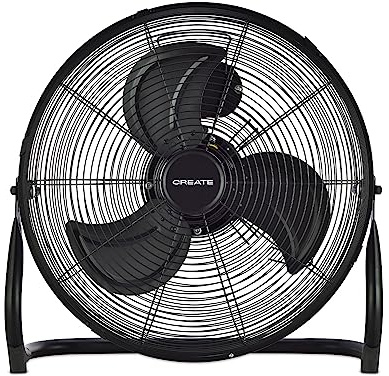CREATE / AIR FLOOR RETRO/Industrieller Bodenventilator/Schwarzer Ventilator, 16 Zoll, starker Luftstrom, 3 Geschwindigkeiten, leise, leicht, rutschfeste Standfüße