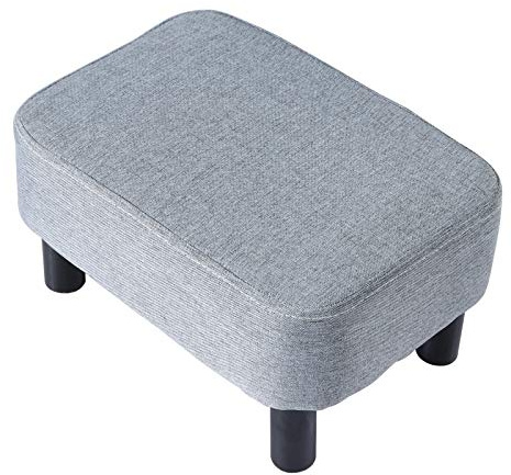 YMYNY Rechteckiger Fußhocker Sitzhocker, 42 x 29 x 23 cm, Gepolsterter Hocker aus Baumwolltuch, Holzbeine, Bequeme und Dicke Sitzbank, platzsparend, für Wohnzimmer, Flur, Büro, Grau HD-HRF-BD214