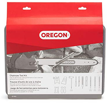 Oregon Universal Motorsäge Feilen Set und Wartungssatz, Manuelle Kettensägenschärfer Kit mit Feilbock, 17-teilig, Hartschalenkoffer (601981)