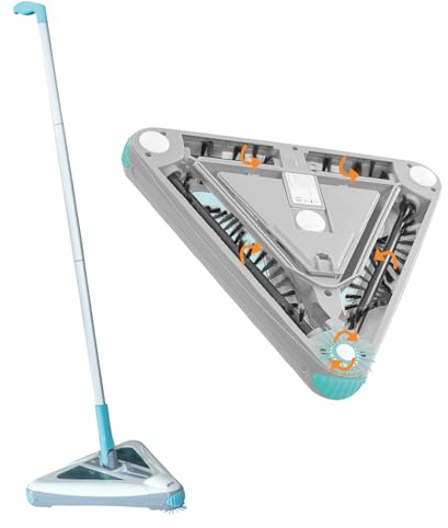Livington Deeper Sweeper - Akku Bodenreiniger mit 4 rotierenden Bürsten & LED-Licht - kabelloser Akkubesen & elektrischer Kehrbesen ohne Beutel - beutelloser Elektrobesen für Hartböden & Teppiche