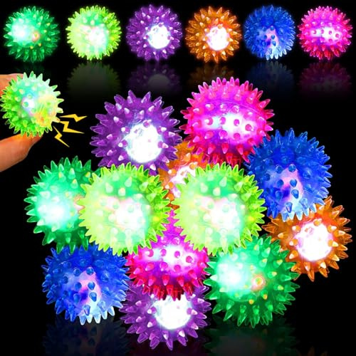 KOIROI 12 Stück Igelball Mitgebsel Kindergeburtstag, Leuchtball Kinder | Igelball Kinder LED, Leuchtball GastgeschenkeJump Ball Leuchtspielzeug, LED Leuchtende Flummies, Kleine Geschenke für Kinder