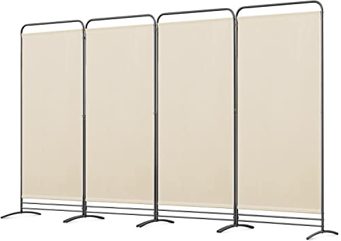 Angel Living Paravent 4 Teilig Klappbar Raumteiler Freistehend Sichtschutzwand Raumteiler Stellwand Trennwand Sichtschutz für Büros, Balkon,Schlafzimmer,Außengarten, 324cm x 180cm Beige