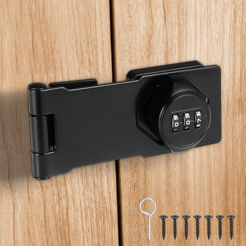 Starvortex Überfalle Schloss für Schrank tür, Schwarz Zinklegierung Schloss | Schwerlast Schrankschloss, Riegelschloss mit Zahlencode für Schiebetür Garten Kleiderschrank Outdoor (4 Zoll)