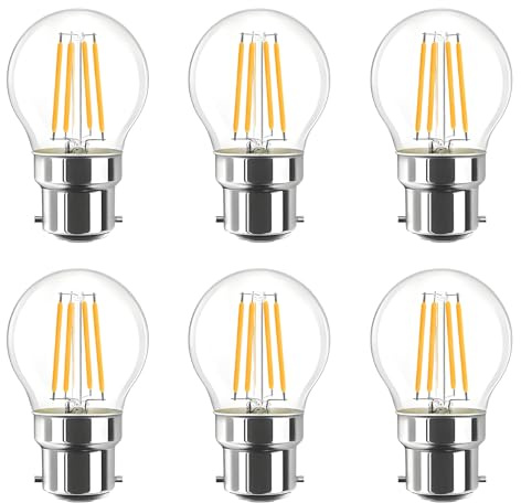 HUAMu 4 W LED-Leuchtmittel B22 G45, 400 lm entspricht 40 W, 2700 K, Warmweiß, nicht dimmbar, 6 Stück