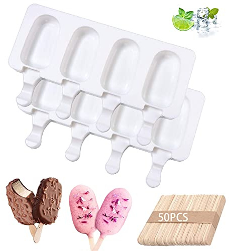 Eisformen Eis Am Stiel Silikon DIY Eiscreme Gefrorenes Dessert,Cake Pop form 2PCS Eiscremeform 50 Stück Holzstäbchen