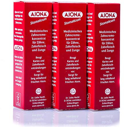 Ajona Medizinisches Zahncreme-Konzentrat für Zähne, Zahnfleisch und Zunge, 3 x 25 ml
