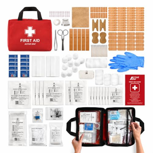 Active Era Premium Erste Hilfe Set - 180-teiliger Erste Hilfe Kasten - Notfall Ausrüstung inkl. Kühlpacks, Pflaster, Rettungsdecke für Zuhause, Reise oder als Erste Hilfe Set Outdoor - ISO 13485
