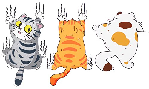 Cobee Cartoon Katze Auto Aufkleber, 3er Pack Vinyl Lustige Auto Aufkleber Autoaufkleber Katzen Kratzabdeckung Selbstklebende Auto Dekoration Aufkleber Dekor für Fenster Wände Laptop Gepäck