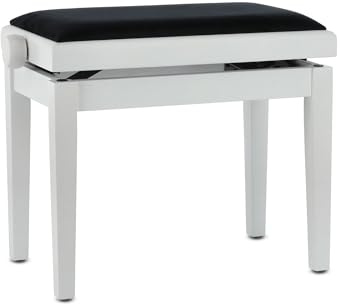 GEWA Pianobank Deluxe, Massivholz, höhenverstellbar, weiß matt