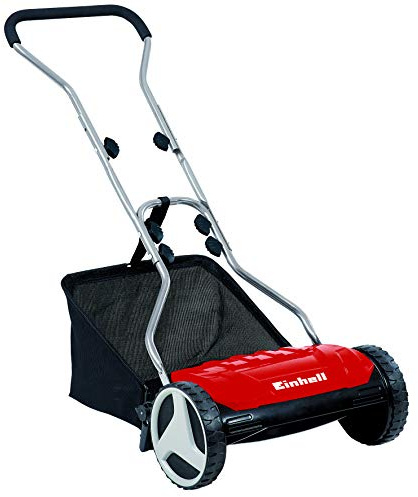 Einhell Handrasenmäher GE-HM 38 S-F (38cm Schnittbreite, berührungslose Schneidetechnik, kugelgelgerte Mähspindel, großflächige Räder, 26L Grasfangkorb)