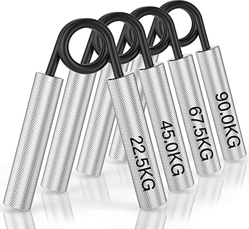 ZEAGUS Handtrainer Unterarmtrainer 4Pack, 22.5KG-90KG Metall Fingertrainer, Rutschfester Griffkraft Trainer, Hochbelastbares Handgriff für Muskelaufbau und Hand-Rehabilitationsübungen