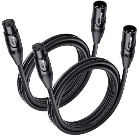 Cable Matters Premium XLR-auf-XLR-Kabel, männlich auf weiblich, Mikrofonkabel aus sauerstofffreiem Kupfer (OFC), Schwarz, 1,8 m, 2er-Pack