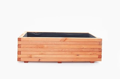 Mega Holz Pflanzkübel Pinie Lasiert 120x40 cm - Massiv & wetterfest - Fertig montierter Blumenkübel aus Kiefernholz - Rustikaler Blumentopf für Garten, Balkon & Terrasse, witterungsbeständig & robust