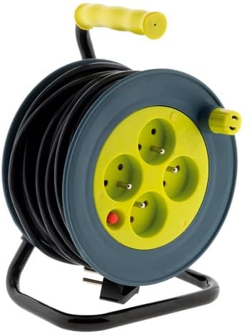 Zenitech - Kabeltrommel mit 4 Steckdosen - 15 m (3G1 mm²) Schwarz
