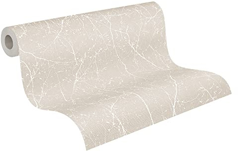 A.S. Création Vliestapete Elegance Tapete im skandinavischen Design 10,05 m x 0,53 m beige weiß Made in Germany 305074 30507-4