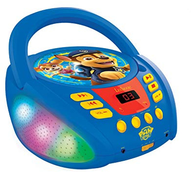 Lexibook, Paw Patrol, Bluetooth-CD-Player, RCD109PA | Mehrfarbige Lichter, Mikrofonanschluss, AUX-Eingang, Netz- oder Batteriebetrieb