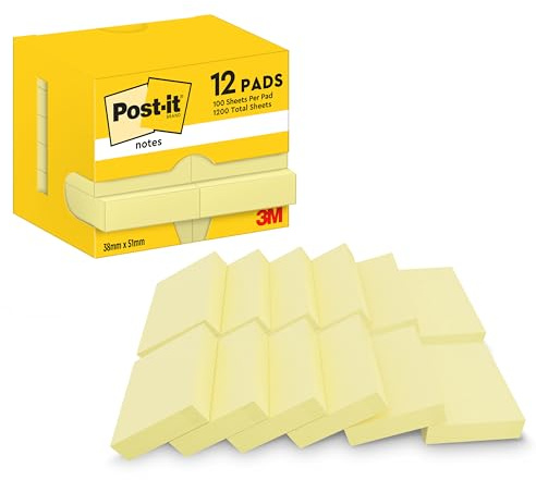 Post-it 653E Notizen, Selbstklebende Notizzettel zum Notieren, für To Do Listen und als Erinnerung, Farbe: Kanariengelb, 100 Blatt pro Block, 51 mm x 38 mm
