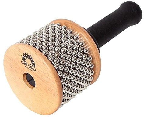 GEWA Cabasa 18 x 8 cm – Percussion Instrument mit Holzkorpus, Metallfläche & Metallkugelketten – Natur – Gummigriff