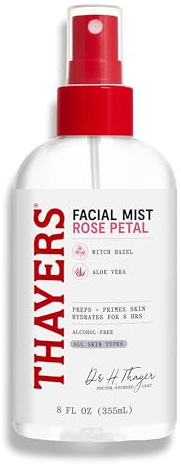 Thayers Mildes Hamamelis Rosenblüten Gesichtswasser-Spray mit Bio Aloe Vera – strahlkraft & verengt poren - ohne alkohol - vegan - 98 % natürliche inhaltsstoffe - dermatologisch getestet - 237 ml