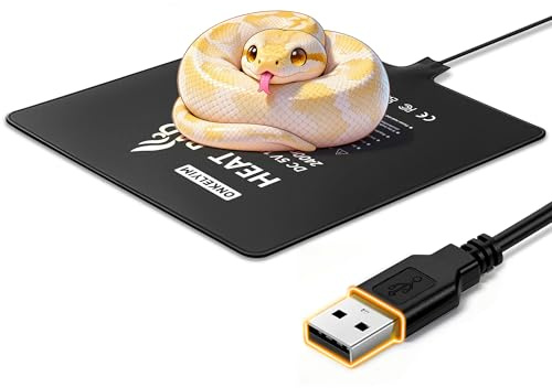 ONKELYIM Reptil Heizmatten, 20x20CM Terrarium Heizmatten, USB-Aufladung, für Terrarien: Schildkröten, Schlangen, Eidechsen, Geckos, Einsiedlerkrebse & Amphibien Unter Tank Reptil Heizmatte (12W)