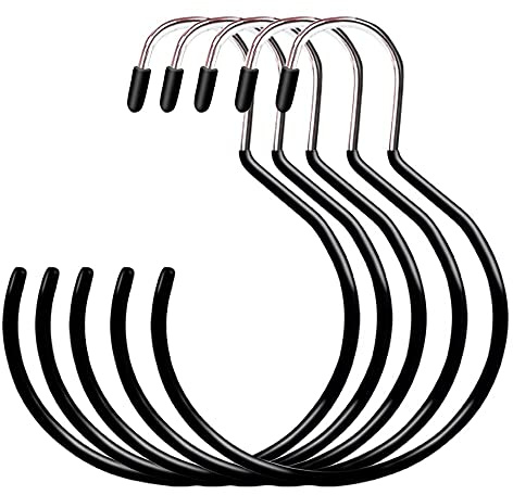 WUGU 5 Stück Gürtel Ring Gürtelhalter, Groß Huthalter Schalhalter Krawattenhalter Gebogener Schalbügel mit Wäsche Haken,Ideal für Kleiderschrank Organisation von Gürteln, Handtaschen & Schals