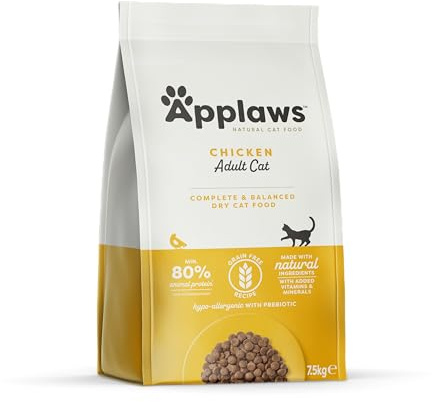 Applaws getreidefreies Katzentrockenfutter mit Huhn für ausgewachsene und reife Katzen, natürlich und vollständig (1x 7,5kg Packung)