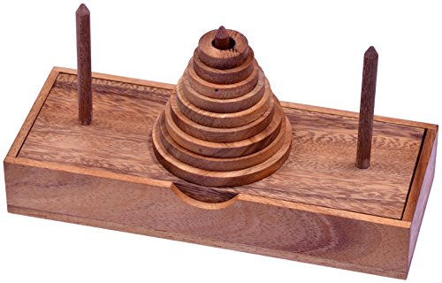 LOGOPLAY Pagoda - Turm von Hanoi - Montessori - Denkspiel - Knobelspiel - Geduldspiel - Logikspiel mit 9 Scheiben aus Holz
