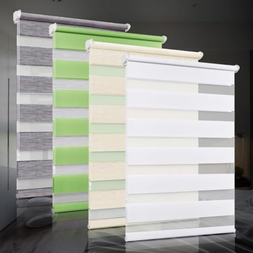 bobodeco Doppelrollo klemmfix ohne Bohren Duo Rollos für Fenster mit Klemmträger, Weiß B36 x H130cm (Stoffbreite 36cm), Fensterrollo lichtdurchlässig & verdunkelnd Wandmontage Sichtschutz