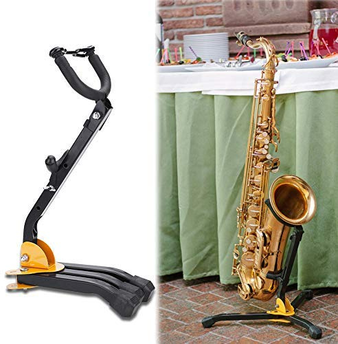 Nikou Saxophonständer, Verstellbarer Saxophon Halter für Alt- / Tenorsaxophon, Faltbarer Altsaxophon Ständer aus Metall mit Gummifüßen, Blasinstrumente Zubehör