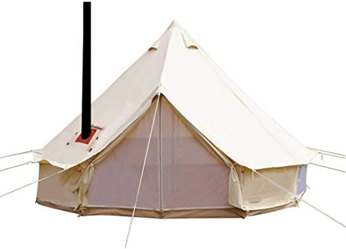 Sport Tent-wasserdichte Campingzelt Familienzelt Baumwolle Tipi Zelt mit Herdheber/Lochrohrentlüftung Indiana Zelt 3-6M Bell Tent Teepee Pyramidenzelt für Gruppen Familien