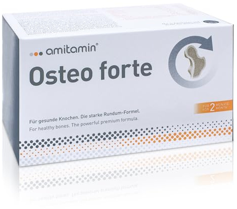 amitamin Osteo Forte | Hochdosiert | Komplex mit Vitamin C, K, D, Kalzium, Magnesium, Zink, Mangan | Apothekenqualität | 120 Kapseln | Deutsche Herstellung