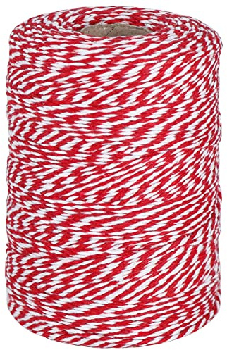 Vivifying 200m Rot und Weiß Bindfäden, Ideal zum Backen, Fleisch anrichten, Handarbeiten, Geschenke Verpacken an Weihnachten