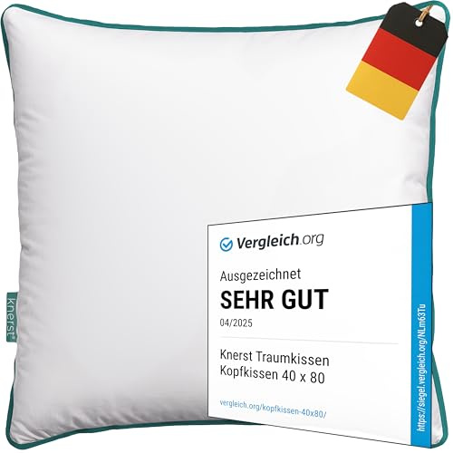 KNERST Traumkissen zum Reinkuscheln - Made in Germany Kissen 80x80 - Kopfkissen 80x80 cm für verführerisch weiche Nächte - ergonomisches Schlafkissen ideal für Jede Schlafposition - Öko-Tex Polster