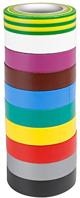 Adam Hall Accessories 580813 RNB 10 - Isolierband 0,13 x 15 mm x 10 m , Set aus 10 Farben