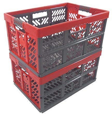 KiNDERWELT Profi - 2 x Robuste Klappbox 45 L bis 50 kg - TÜV Rheinland zertifizierte Transportkiste - Box, Kiste, Korb zur Aufbewahrung, Transport - rot-anthrazit