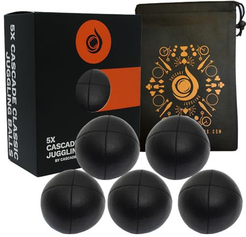 5 x Pro 115g Cascade Classic Jonglierbälle - Thud Jonglierbälle & Tasche - Set mit 5 Jonglierbällen (Schwarz)