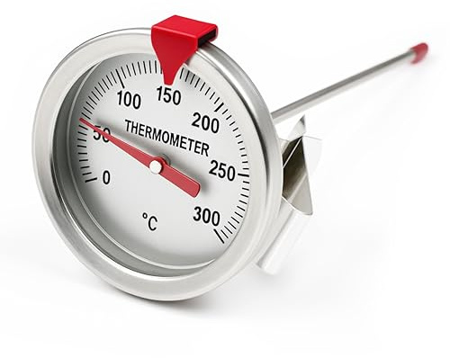 Falkenhorn® Wachsthermometer analog 0–300 °C – 30 cm Edelstahlfühler mit verstellbarem Clip & Zielpfeil – ideal für Kerzenherstellung, Sojawachs, Paraffin, DIY Wachs gießen & Seife schmelzen
