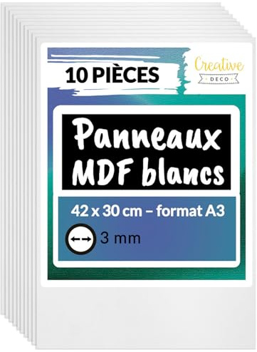 Creative Deco 10 x Weiße A3 MDF Platten | 420 x 300 x 3 mm | Dünne Holz-platten | Perfekt für Laser, CNC Router, Modellierung, Durchbrochenes, Laubsäge