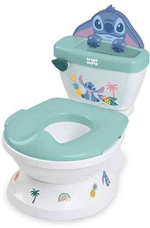 Disney Baby Stitch My Size Töpfchen von Bright Starts, 2-in-1 Kinder-Töpfchen mit Spülgeräusch, Abnehmbarem Toilettensitz, Enthält 12 Aufkleber, Töpfchentraining, Ab 18 Monaten