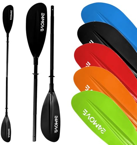 24MOVE® Doppelpaddel LAGO Paddel 220cm Kanupaddel Aluminium, Stand-Up Paddling, Paddel für Kajak, Schlauchboot, verstellbar, schwarz